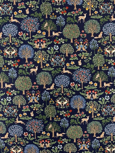Tela forestal Art Nouveau Morris zorro ciervo conejo algodón libertad floral - Imagen 3 de 4