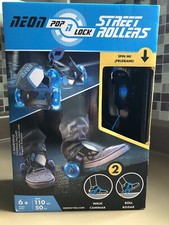 Neon Pop N Lock Street Rollers with Blue LED Wheels Adjustable Strap Skates