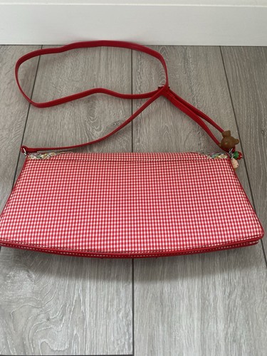 Irregular Choice Lola Bow Red Gingham/Floral Print Clutch/Shoulder Bag, Charms - Picture 2 of 13