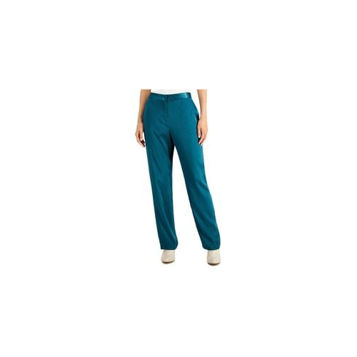 Petite Jacquard Straight-Leg Pants 