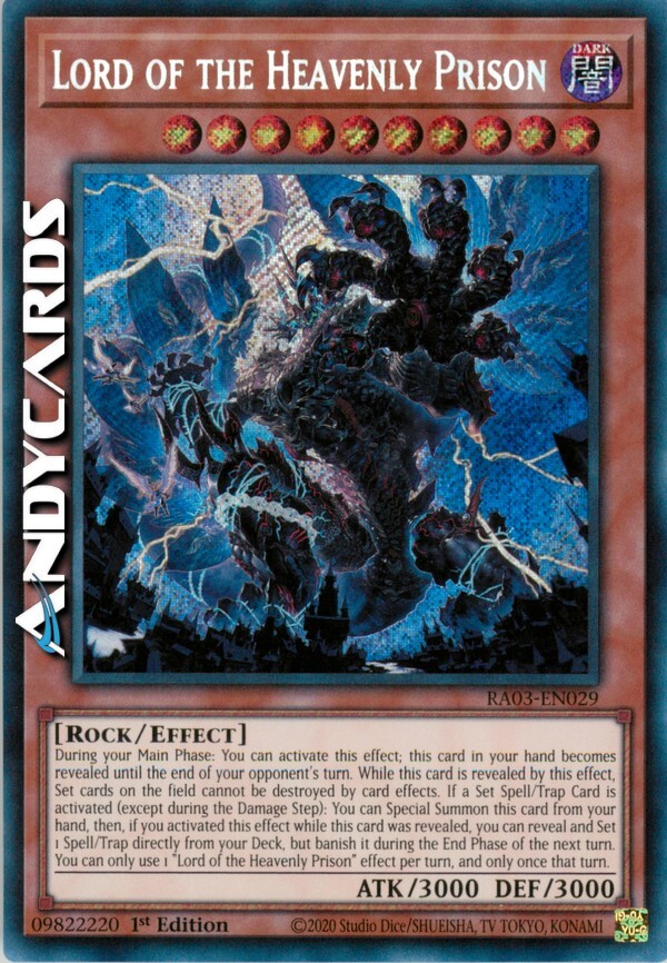 Lord of the Heavenly Prison Secret Rare RA03 EN029 1st Edition