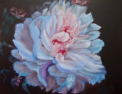 HAWAII ARTIST READY TO HANG ''PEONY SPLENDOR'' OVERSIZE PAINTING ONE OF A KIND 