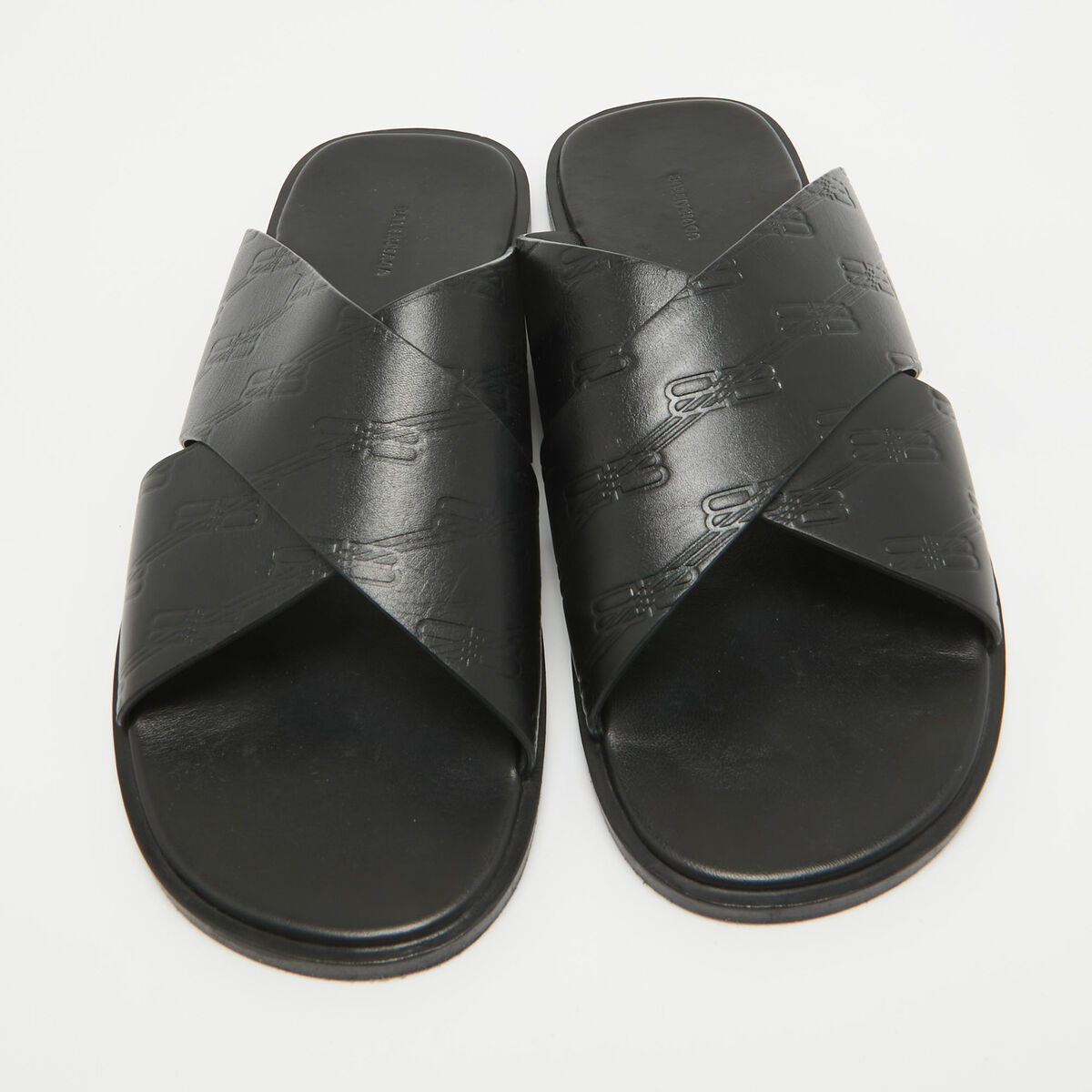 Balenciaga Black Logo Embossed Leather Slides Size 42 | eBay Balenciaga Black Logo Embossed Leather Slides Size 42 | eBay
