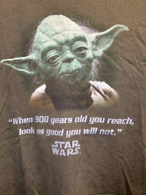 Vintage Yoda Star Wars Quote Movie Promo Graphic T Shirt 900 Years