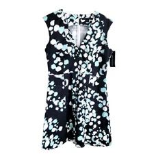 NWT French Connection fit & flare cotton mini dress. size 12, Gray, blue print