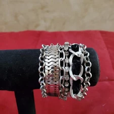 Silver Multi Strand Chain Cuff Wrap Bracelet