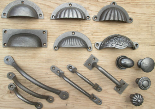 CAST IRON CHEST DRAWER WARDROBE KITCHEN CUPBOARD CABINET DOOR HANDLES & KNOBS - Picture 1 of 30