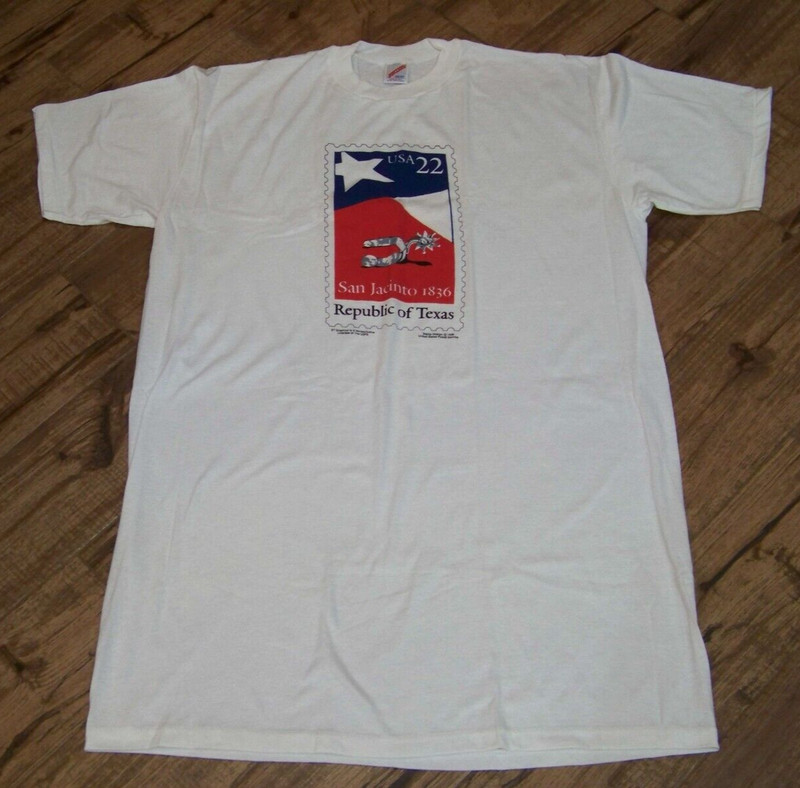 1988 USPS T-Shirt - San Jacinto 1836 Stamp - One Size - See Measurements