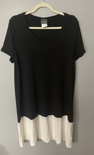 SALE Marina Rinaldi Persona Womens Black White Short Sleeve Jersey Dress Small