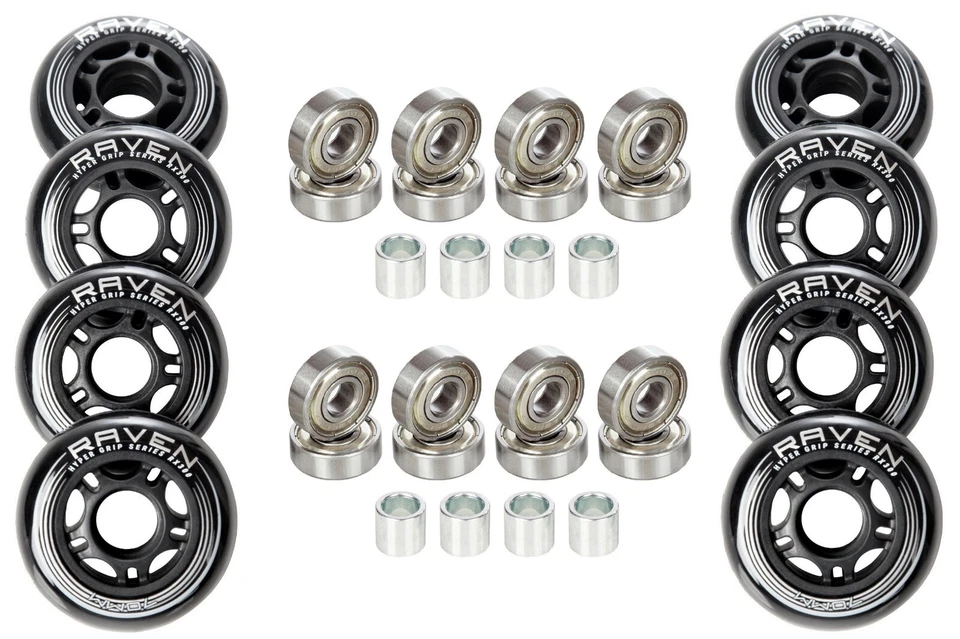 RAVEN Rollen Ersatzrollen für Inlineskates + Kugellager Abec7/Abec9 - Neu