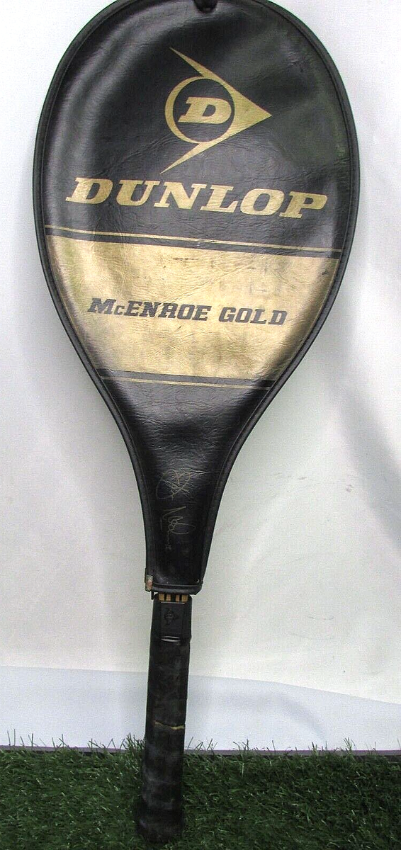 Raquette de tennis vintage Dunlop John McEnroe dorée avec