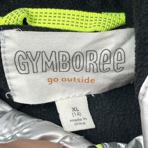 GYMBOREE Go Outside Metallic Silver Foil Zip Up Hoodie Jacket Youth Size XL - 14 - Picture 4 of 9