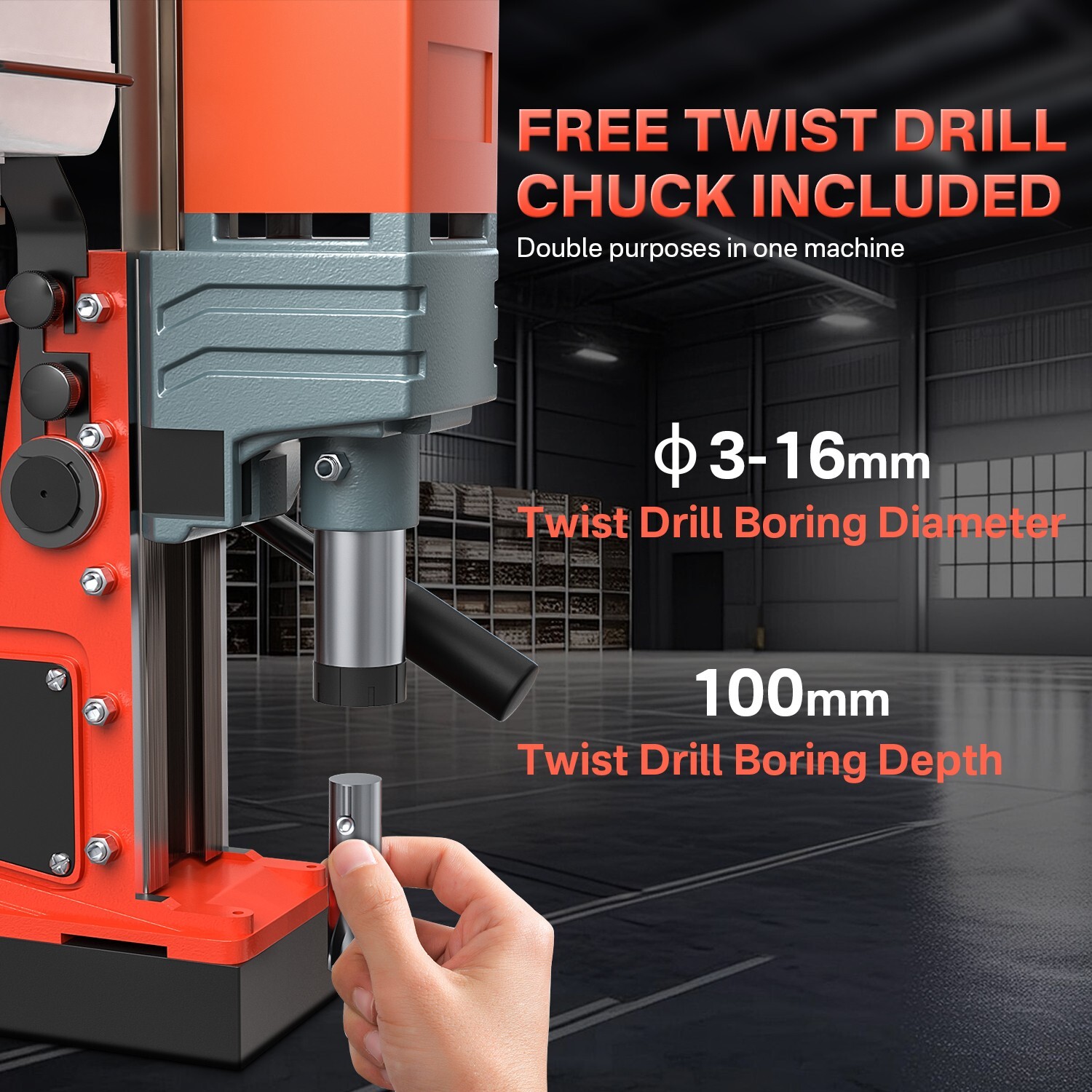 1500W 7 HSS Bits Magnetic Drill 13000N Portable Mag Drill Press 810RPM 2in