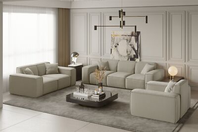Sofaset Designersofa CELES 3-2-1 in Stoff Opera Velvet Creme