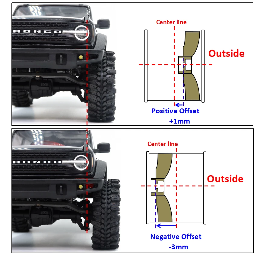 4x RC Adjustable Offset 1.0 Beadlock Wheels Brass Rims For TRX4M SCX24 Crawler - Image 3 of 4