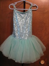 Girls Little Stars Dance Wear Ballet Lyrical Turquoise with Attached Tutu MC USA