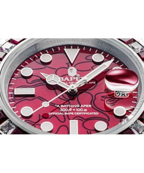A BATHING APE Men's Watch TYPE 1 BAPEX CRYSTAL STONE COLOR