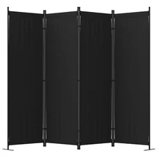 Black 4 Panel Folding Privacy Screen 88" Room Divider Panel For Office Bedroom