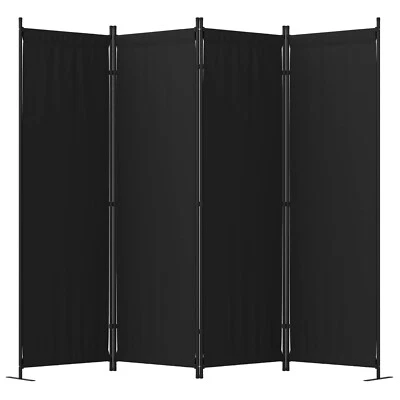 GREZONE Black 4 Panel Folding Privacy Screen 88" Room Divider Panel For Office Bedroom