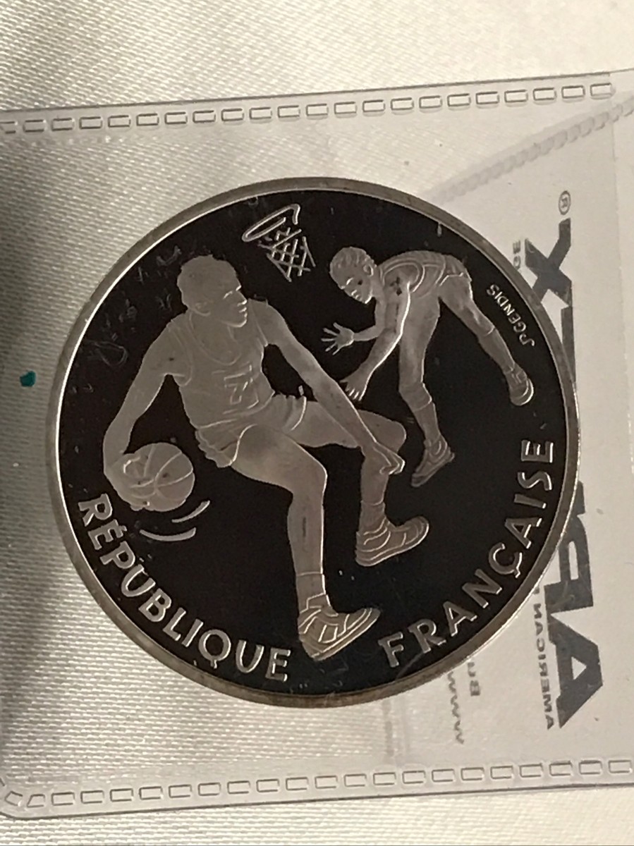 1991 France Silver Coin 100 Francs Basketball Players Km 991
