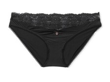 NWT VICTORIA SECRET BLACK LACE TRIM BBV BIKINI M MEDIUM