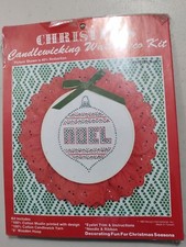 Christmas Candlewicking Wall Deco Kit Wang's International 1983 Joy Wreath NIP