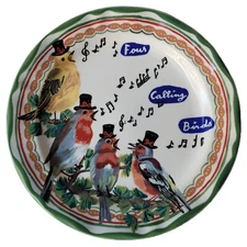 Nathalie Lete Twelve Days Christmas 4 Four Calling Birds Salad Dessert Plate NEW