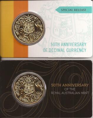 2016 Royal Australian Mint RAM 50th Decimal Currency 50c Gold Plated Coin