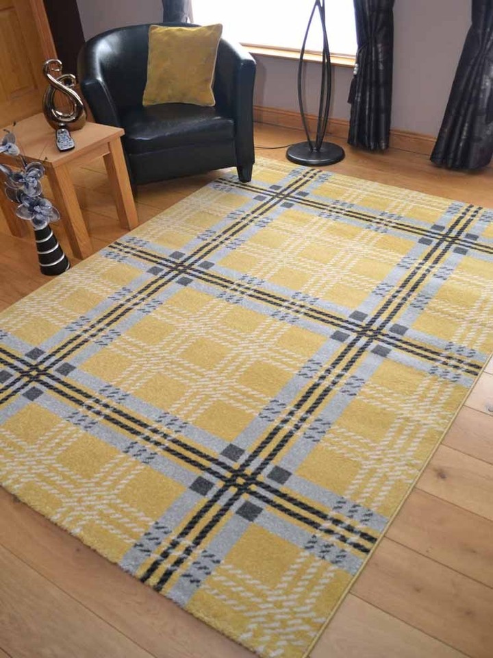 Modern Soft Tartan Rugs Highland Check Long Floor Runner Small Extra