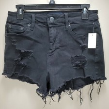 Aero Black Cut Off Jean Shorts Womens 8 NWT Destroyed Womens Zip Fly