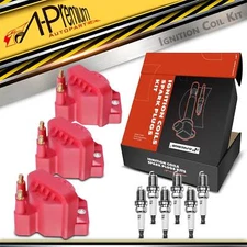 3x Ignition Coil & IRIDIUM Spark Plug Kits for Chevy Pontiac Buick Cadillac Olds