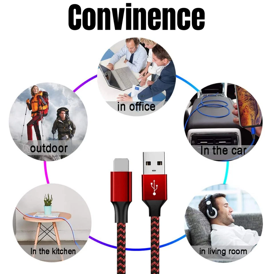 3/5/6Pack 6/10Ft USB Fast Charger Cable For iPhone 14 13 12 11 8 6 Charging Cord - Image 3 of 4