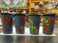Auténtico vaso de chupito mexicano pintado a mano Tequilero Talavera 4 negro con color