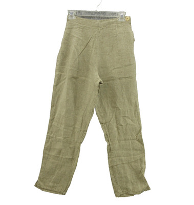 FLAX Designs Linen Pants XS Pedal Pusher Side Button Elastic Waistband New