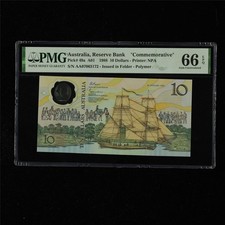 1988 Australia Reserve Bank 10 Dollars Pick#49a PMG 66 EPQ Gem UNC  AA 