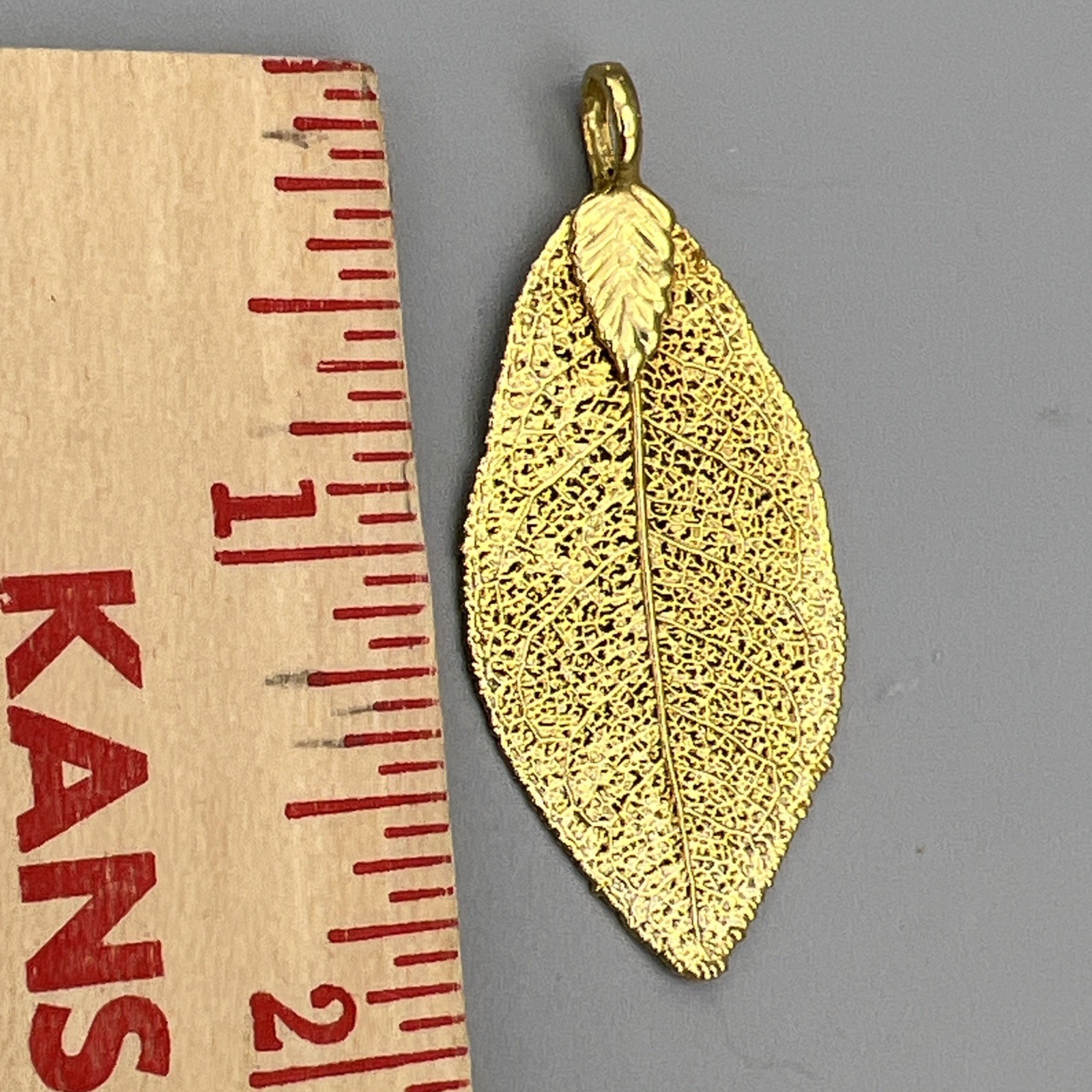 Vintage Gold Dipped Leaf Pendant - image 8