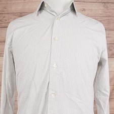 Express Shirt Mens M White Geometric Long Sleeve Button-Up Slim Fit Cotton