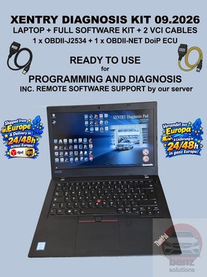 Laptop with Mercedes Xentry Diagnosis 09.2026 +Full SW KIT+set of cables