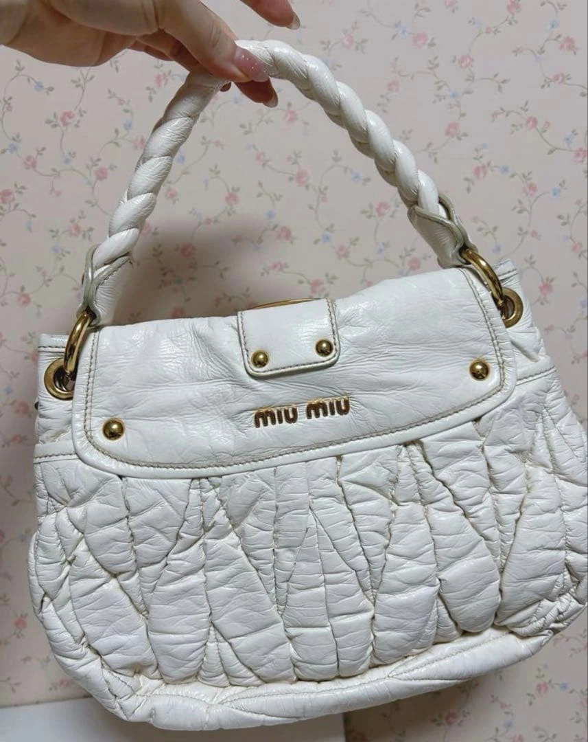 White Leather Exterior Miu Miu Bags & Handbags for Women for sale