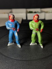 ESTATE FIND Barclay Green  Blue Ice Skater Man Winter Classic Figure Cast Lead