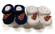 WNBA Indiana Fever Baby Knit Bootie 2 Pack From "FOR BARE FEET" White/Blue