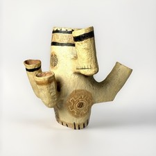 Vintage Abstract Biomorphic Pottery Vase Brut...