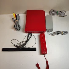 Nintendo Wii Red Console Bundle RVL-001  TESTED!