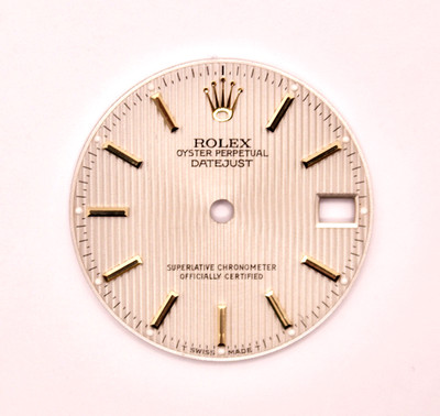 ORIGINAL Rolex Dial 31mm Datejust Silver Two Tone YG Tapestry w Date Swiss Made