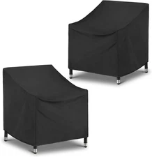 SunPatio 2 Pack Outdoor Chair Covers, Patio 34W x 37D x 36H-2Pack, Black 