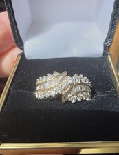 Vintage Diamond Bypass Ring 9ct Yellow Gold Size M