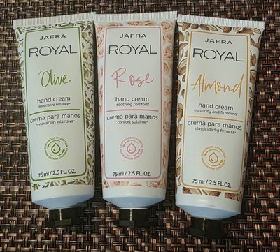 Jafra Royal Rose,Almond and Olive Hand Cream 2.5 fl. Oz. 3 pack