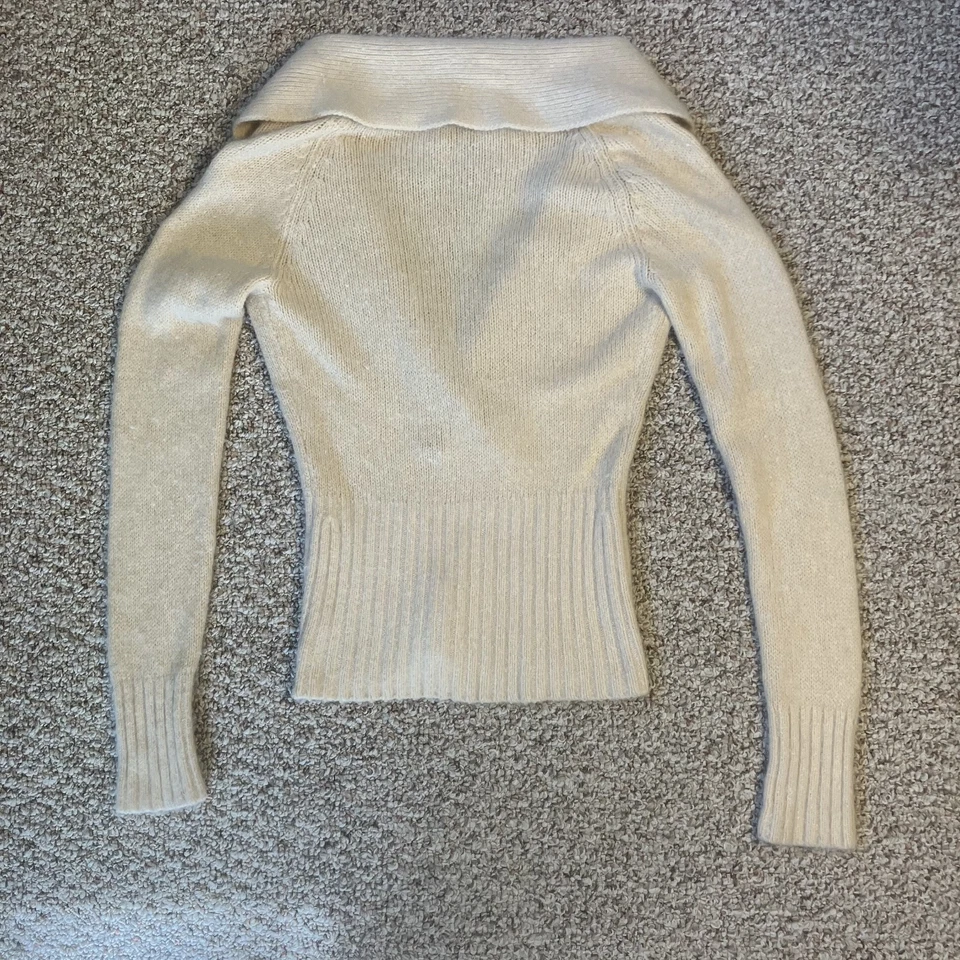 Suéter Bebe Mujer Delantero Talla L Angora Conejo Mezcla Lana de Cordero Y2K Crema Foto 4 de 4