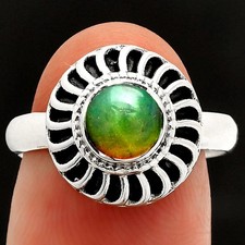 Natural Ethiopian Opal 925 Sterling Silver Ring s.8 Jewelry R-1596