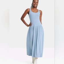 Universal Thread™Women's Drop Waist Knit Midi Slip Dress SMALL Light Blue